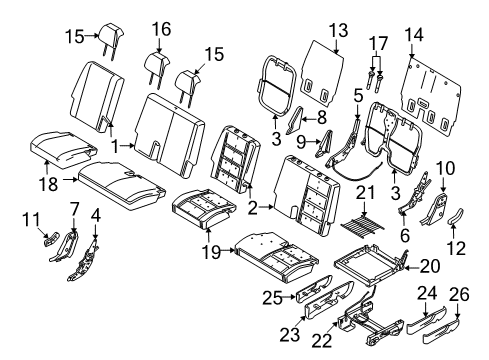 2008 Ford Taurus X Rear Seat Components Headrest Guide Diagram for 5F9Z-74610A16-BAC