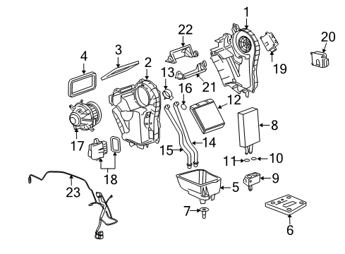 2008 Cadillac Escalade HVAC Case Motor Asm-Auxiliary Blower Diagram for 15232219