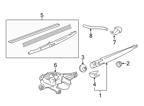 2018 Lexus LX570 Wiper & Washer Components Grommet, Rear Wiper Motor Diagram for 85143-60150