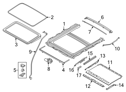 2016 BMW 435i Gran Coupe Sunroof Frame Sliding-Lifting Roof Complete Diagram for 54107300238