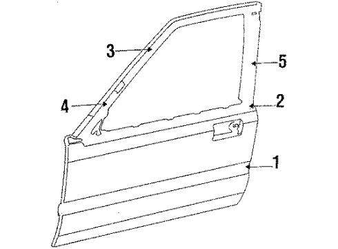 1987 Honda Accord Front Door Weatherstrip, L. Door Diagram for 72350-SE0-003