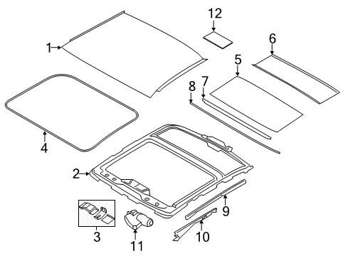 2014 BMW M6 Gran Coupe Sunroof Glass Cover Diagram for 54107274163