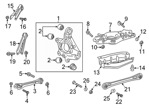 2020 Cadillac CT4 Rear Suspension Components, Lower Control Arm, Upper Control Arm, Ride Control, Stabilizer Bar Knuckle Diagram for 84728702