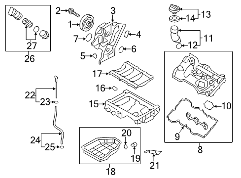 2012 Hyundai Genesis Filters Gasket Diagram for 22443-3CGA0