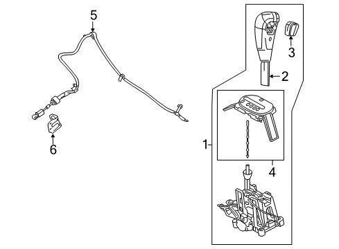 2007 Ford Escape Shifter Housing Shift Knob Diagram for 5M6Z-7213-B