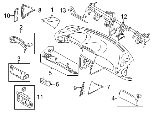 2013 Scion FR-S Cluster & Switches, Instrument Panel Lower Cover Diagram for SU003-01918