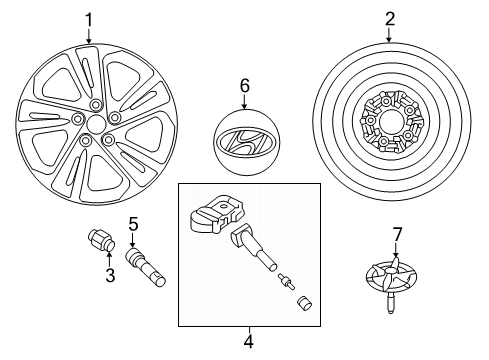 2020 Hyundai Elantra Wheels, Covers & Trim Aluminium Wheel Assembly Diagram for 52910-F2DA0