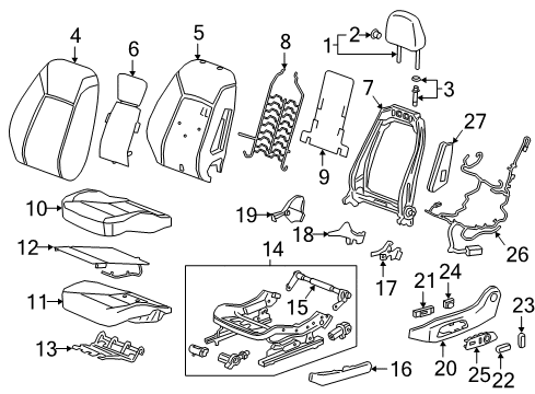 2020 Buick Regal Sportback Driver Seat Components Seat Cushion Pad Diagram for 39088097