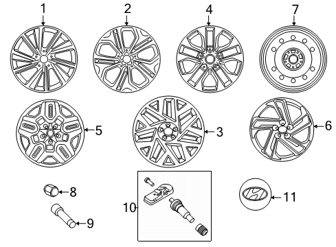 2021 Hyundai Santa Fe Wheels Wheel Assy-Aluminium Diagram for 52910-S1850