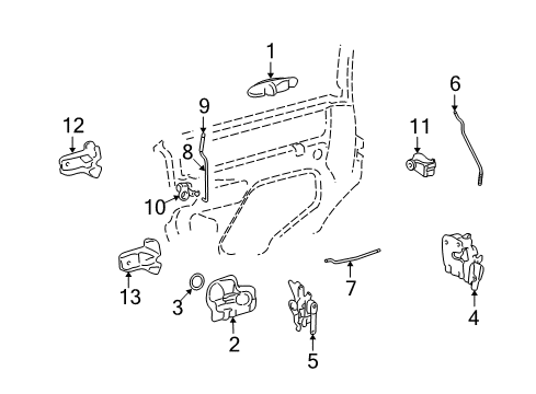 2008 Lincoln Town Car Rear Door - Lock & Hardware Handle, Outside Diagram for 6W1Z-5426604-AK