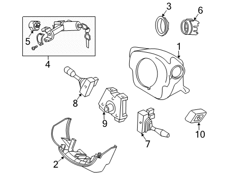 2003 Infiniti G35 Ignition Lock Body-Combination Switch Diagram for 25567-8J005