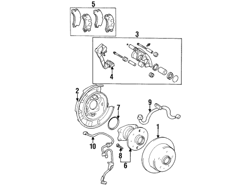 1996 Toyota Avalon Brake Components Splash Shield Diagram for 46504-07010