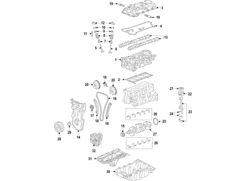 2017 Buick Cascada Engine Parts, Mounts, Cylinder Head & Valves, Camshaft & Timing, Variable Valve Timing, Oil Cooler, Oil Pan, Oil Pump, Crankshaft & Bearings, Pistons, Rings & Bearings Chain Guide Diagram for 55569248