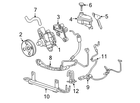2006 Cadillac STS P/S Pump & Hoses, Steering Gear & Linkage Pressure Hose Diagram for 19206607