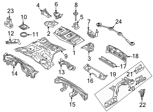 2017 Infiniti QX50 Rear Body - Floor & Rails Stay Assembly-Rear Pin Diagram for 74840-1ND0A