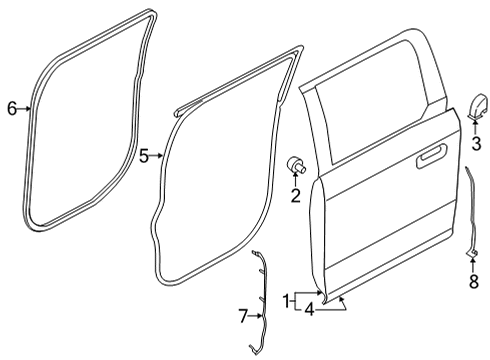 2021 Ford F-150 Door & Components Weatherstrip On Body Diagram for KL3Z-16253A11-A