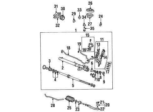 1995 Honda Accord P/S Pump & Hoses, Steering Gear & Linkage Cushion B, Gear Box Diagram for 53436-SV4-000