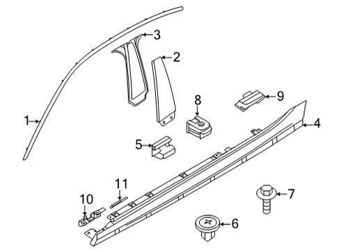 2021 BMW M235i xDrive Gran Coupe Exterior Trim - Pillars WINDOW FRAME COVER, FRONT LE Diagram for 51337483153