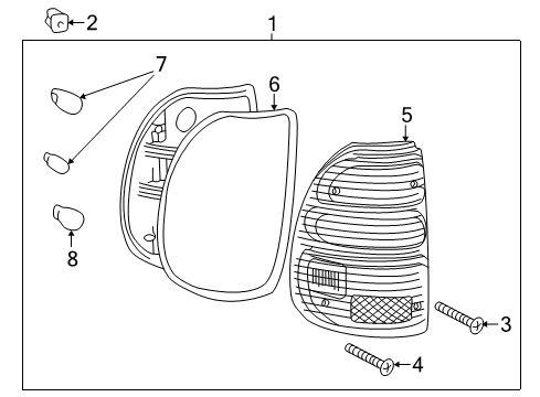 2002 Toyota Tacoma Tail Lamps Lens Diagram for 81551-04060