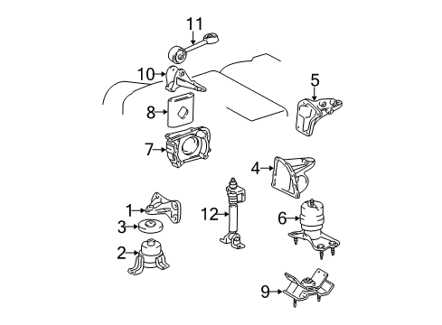 2000 Lexus RX300 Engine & Trans Mounting Bracket, Engine Mounting, Rear(For Transverse Engine) Diagram for 12321-20060