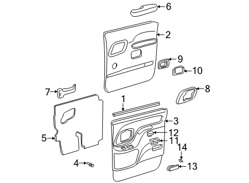 1998 Chevrolet C2500 Interior Trim - Rear Door Rear Door Trim Retainer Diagram for 15960325