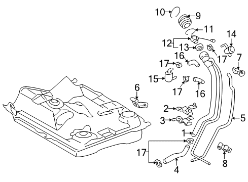 2002 Toyota Prius Fuel Supply Filler Pipe Support Diagram for 77216-47020