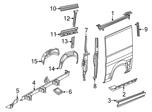 2019 Ram ProMaster 2500 Inner Structure - Side Panel REINFMNT-Side Panel Diagram for 68134080AA