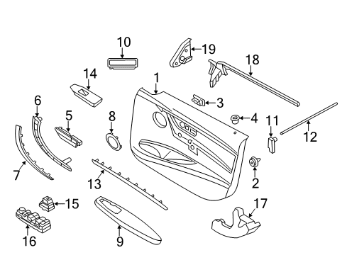 2018 BMW 330i GT xDrive Front Door Optical Conductor, Door, Front Top Right Diagram for 63319262945
