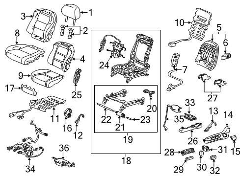 2012 Acura TL Heated Seats Switch Assembly, Lumbar Support Diagram for 81255-SZ3-A01