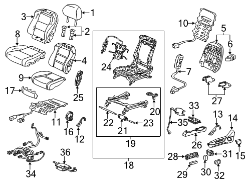 2012 Acura TL Heated Seats Cover, Driver Side Reclining (Outer) (Gray) Diagram for 81638-TK4-A11ZA