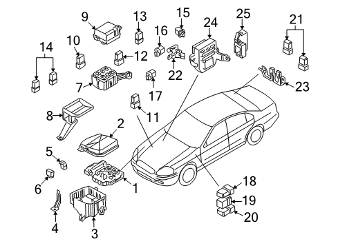 2003 Infiniti Q45 Sunroof Cover-Relay Box Diagram for 24382-AS220