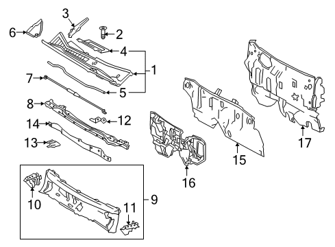 2017 Lexus NX200t Cowl INSULATOR, COWL Top Diagram for 55787-78010