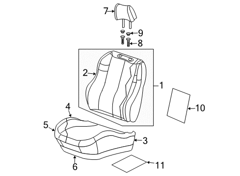 2001 Jeep Grand Cherokee Front Seat Components Cushion Cover And Pad Diagram for TU181L5AA