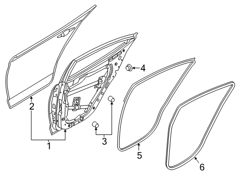 2018 Hyundai Elantra Rear Door Weatherstrip-Rear Door Body Side LH Diagram for 83110-F2000-4X