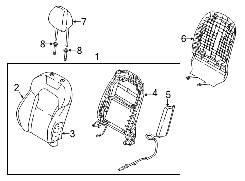 2018 Kia Stinger Driver Seat Components HEADREST Assembly-Front Diagram for 88700J5110CKS