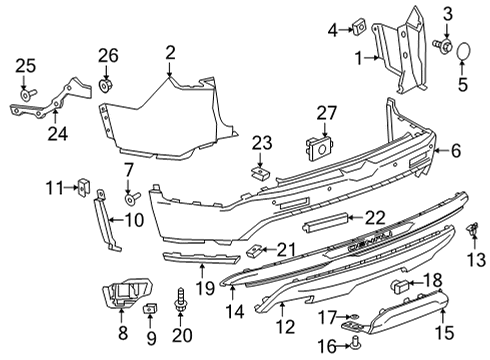2020 GMC Acadia Bumper & Components - Rear Guide Bracket Diagram for 84827183