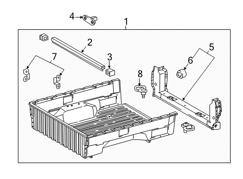 2018 Toyota Tacoma Pick Up Box - Floor Rail Assembly Cap Diagram for 66134-04030