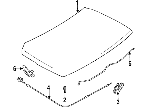 1995 Geo Tracker Hood & Components Cable, Hood Primary Latch Release Diagram for 96066241