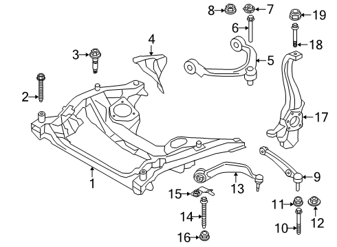 2022 BMW 740i Front Suspension Components Bottom Rubber Mount Wishbone, Left Diagram for 31106861169