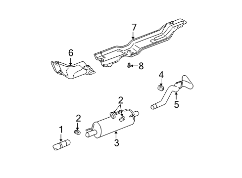 2003 Dodge Ram 3500 Exhaust Components Exhaust Muffler Diagram for 52103512AE