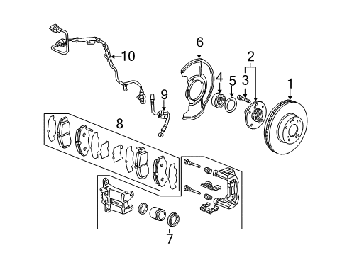 2003 Acura TL Anti-Lock Brakes Hose Set, Left Front Brake Diagram for 01465-S0K-A00