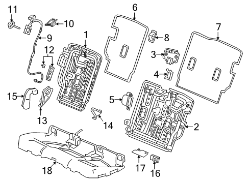2020 Acura RDX Rear Seat Components Bracket Left Inner Diagram for 82691-TJB-A21