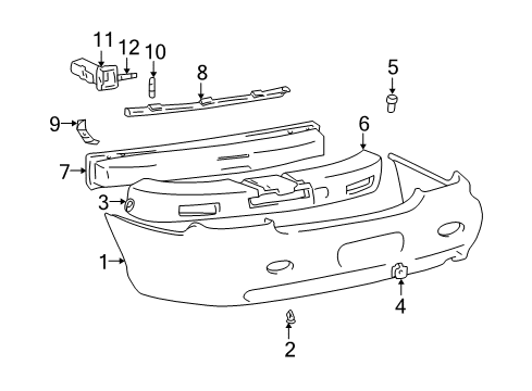 1999 Hyundai Sonata Rear Bumper Rear Bumper Cover Assembly Diagram for 86610-38010