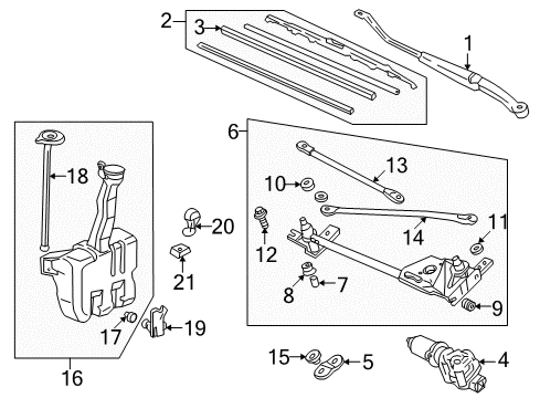 1999 Honda Accord Wiper & Washer Components Link, FR. Wiper Diagram for 76530-S84-A02