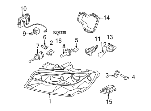 2008 BMW 328i Headlamps Control Unit Xenon Light Diagram for 63126948180