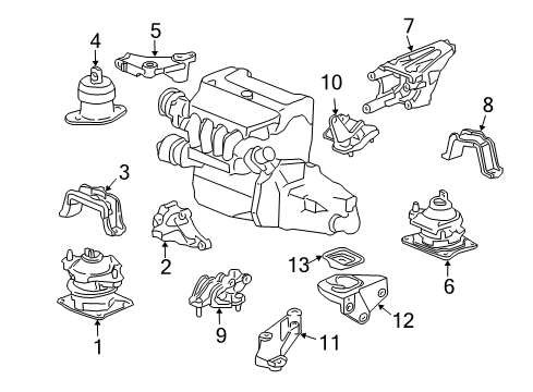 2003 Honda Accord Engine & Trans Mounting Bracket, Transmission Mount (Upper) (Mt) Diagram for 50670-SDA-A12