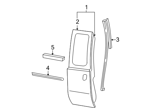 2008 Ford F-250 Super Duty Rear Door & Components, Exterior Trim Body Side Molding Diagram for 8C3Z-2825532-BPTM