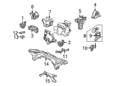 2000 Honda Civic Engine & Trans Mounting Bracket, R. FR. Stopper (MT) Diagram for 50843-S04-N10