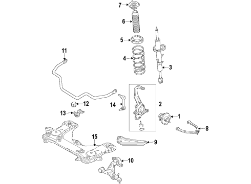 2017 Infiniti Q70 Front Suspension, Lower Control Arm, Upper Control Arm, Stabilizer Bar, Suspension Components ABSORBER Kit-Shock, Front Diagram for E6111-1MG0C
