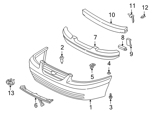 1998 Toyota Camry Front Bumper Energy Absorber Diagram for 52611-AA020
